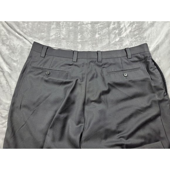 CALVIN KLEIN MEN'S BLACK FLAT FRONT DRESS PANTS SIZE 38X29 polyester, rayon - Picture 6 of 7
